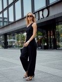 Elegant one-shoulder jumpsuit with wide legs, black 23560 - Online store - Boutique